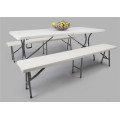 6ft Plastic Folding Table and Bench Set